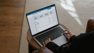 Laptop showing Xero financial dashboard